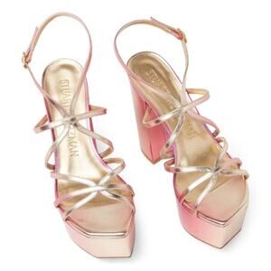 Stuart Weitzman Women's Hot Pink BarelyThere Square High Platform Sandal Size 8B